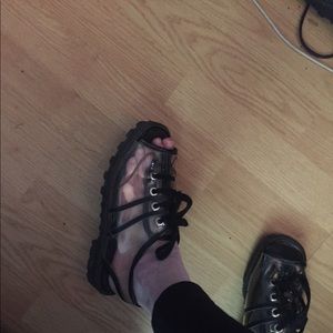 Very cool lace up clear jelly shoe